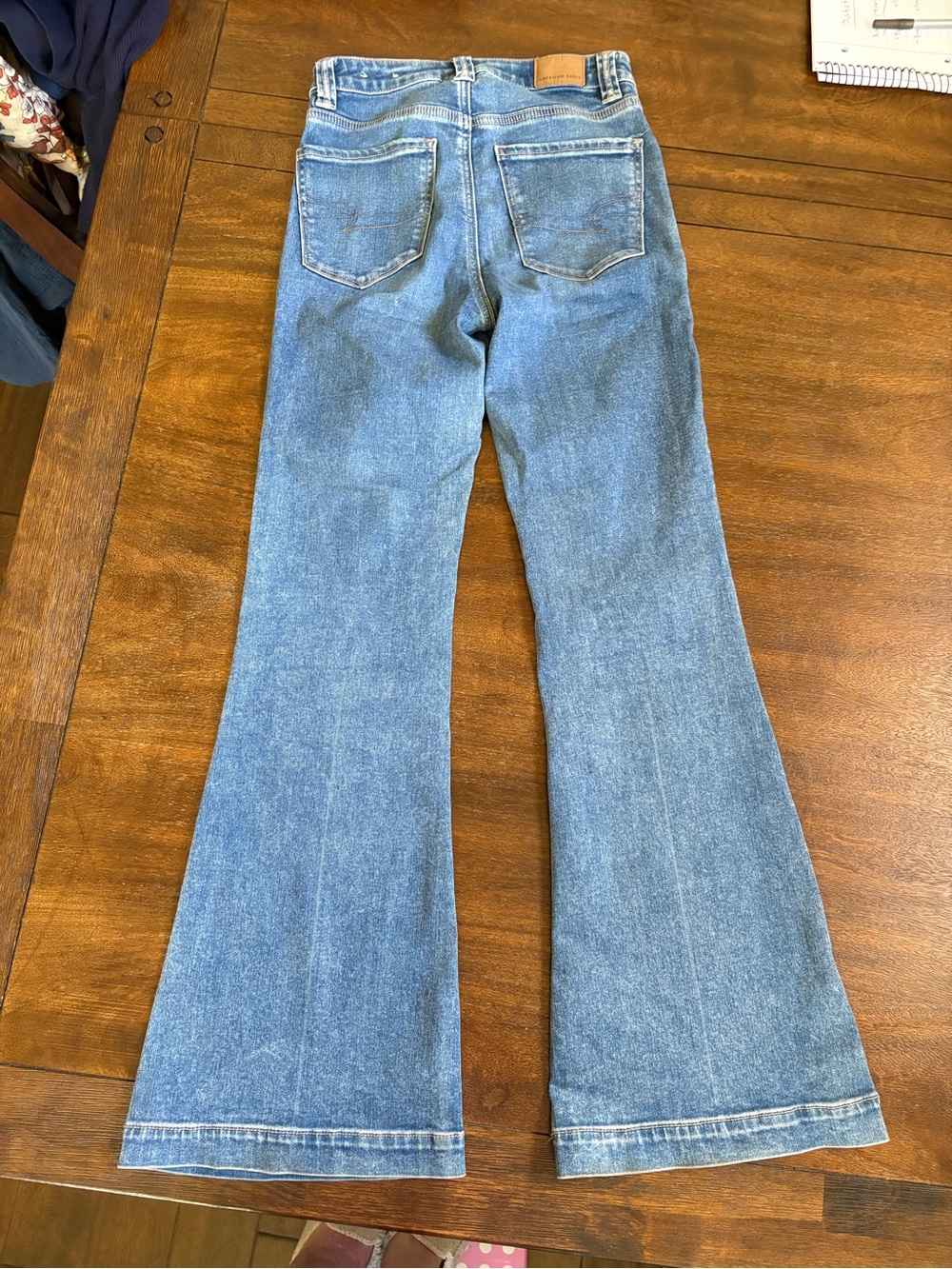 American Eagle Jeans Womens Sz 2 Blue Super Hi Rise Flare Stretch Trouser - Picture 2 of 10